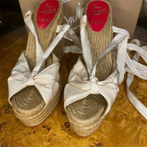 Christian Louboutin Silk Espadrille Wedge